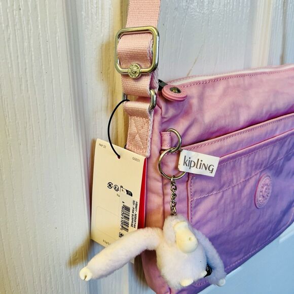 Kipling HB6877 Sebastian 52V Pink Surprise Crossbody Strap Jana Bag Charm NWT - Picture 10 of 15